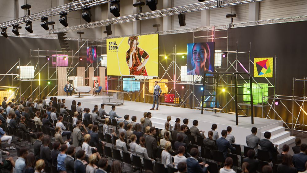 Rendering of the stage at SPIEL Essen 2025